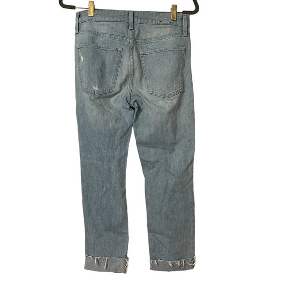 NWOT GAP UNIVERSAL SLIM BOYFRIEND STRETCH DENIM CUFFED RAW EDGE HEM LEG Size 2/2 - Picture 1 of 5